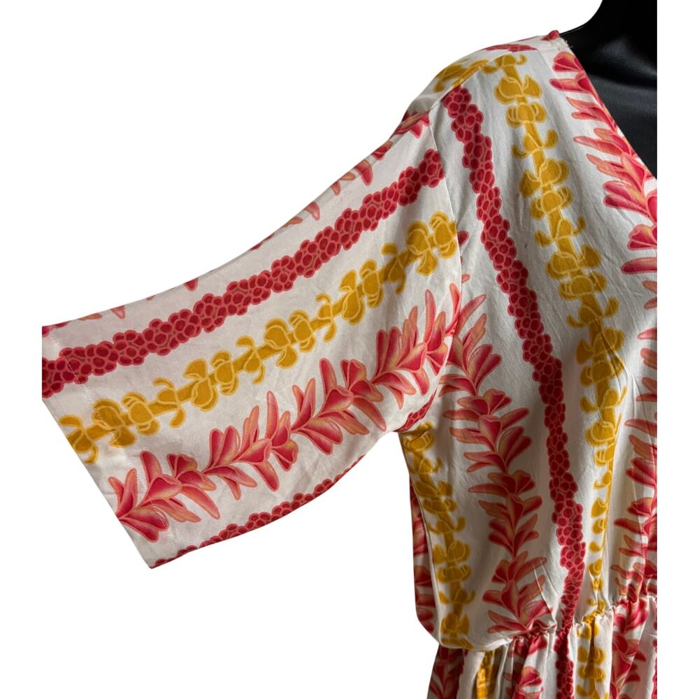 2B Desired Tropical Hawaiian Floral Print Romper Cover Up Pink Yellow White XL - Picture 4 of 10